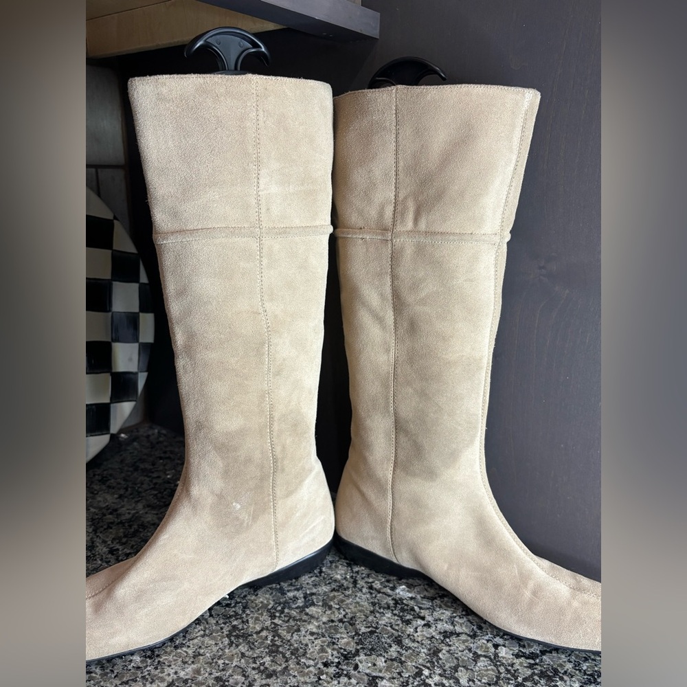 Cole Haan Nike Air Marina Beige Suede Knee High Boots Size 7 1/2 - Picture 9 of 10